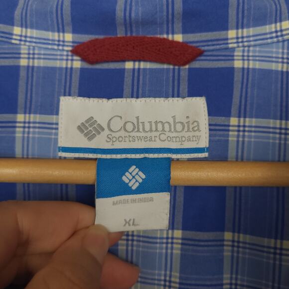 Columbia Men's Long Sleeve Button-Down Shirt Size XL Blue & White Plaid Outdoor - Picture 4 of 16